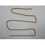 Unhallmarked yellow metal link chain, Approx. 78cms long. Approx. 26.3g
