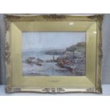 Walter Eastwood (1866-1943) - Gilt framed watercolour - Moelfre Bay, Isle of Anglesey. Approx. 24cms