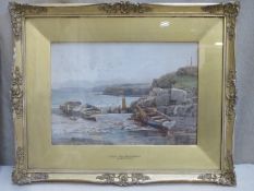 Walter Eastwood (1866-1943) - Gilt framed watercolour - Moelfre Bay, Isle of Anglesey. Approx. 24cms