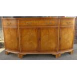 20th century breakfront inlaid sideboard. Approx. 87cm H x 167.5cm W x 42cm D