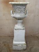 Late 19th/early 20th century wrought iron garden urn. Approx. 125.5cm High