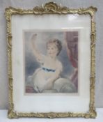 Sidney Ernest Wilson - ornately gilt framed early 20th century polychrome portrait print, pencil