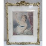 Sidney Ernest Wilson - ornately gilt framed early 20th century polychrome portrait print, pencil