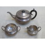 Hallmarked silver three piece silver teaset, Birmingham assay dated 1931 by William Adams. Total