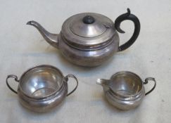 Hallmarked silver three piece silver teaset, Birmingham assay dated 1931 by William Adams. Total