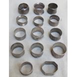 Parcel of Fourteen hallmarked silver napkin rings, various dates, makers and assay marks