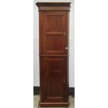 Edwardian mahogany inlaid tall double corner cabinet. 226cm H x 69cm W x 45cm D