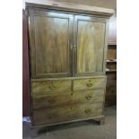 19th century mahogany linen press, fitted with drawers inside. Approx. 189cm H x 127cm W x 59cm D