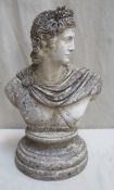 Late 19th/early 20th century carved stoneware bust of a Roman style gent. Approx. 54cm High