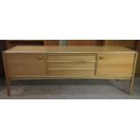 Younger, mid 20th century teak long John sideboard. Approx. 74cms H x 198cms W x 45cms D