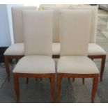 Set of five upholstered dining chairs. Approx. 105cm H x 46cm W