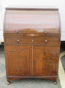 19th century mahogany roll topped desk, with nicely fitted interior, Approx H 109cm x W 77cm x D