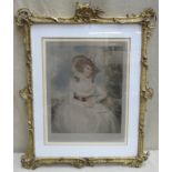 Sidney Ernest Wilson - ornately gilt framed early 20th century polychrome portrait print, pencil