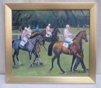 H. Dodd - 20th century framed oil on board - Awaiting the Big Race. Approx. 50cms x 59cms