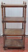 Victorian mahogany four tier whotnot, with bobbin supports. Approx. 112cm H x 50cm W x 38.5cm D