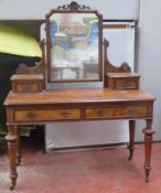 Victorian Walnut mirror back dressing table. Approx. 153cm H x 121cm W x 56cm D