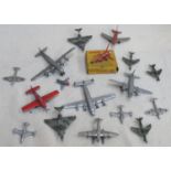 Collection of mostly loose 1950's Dinky Toys planes including some American