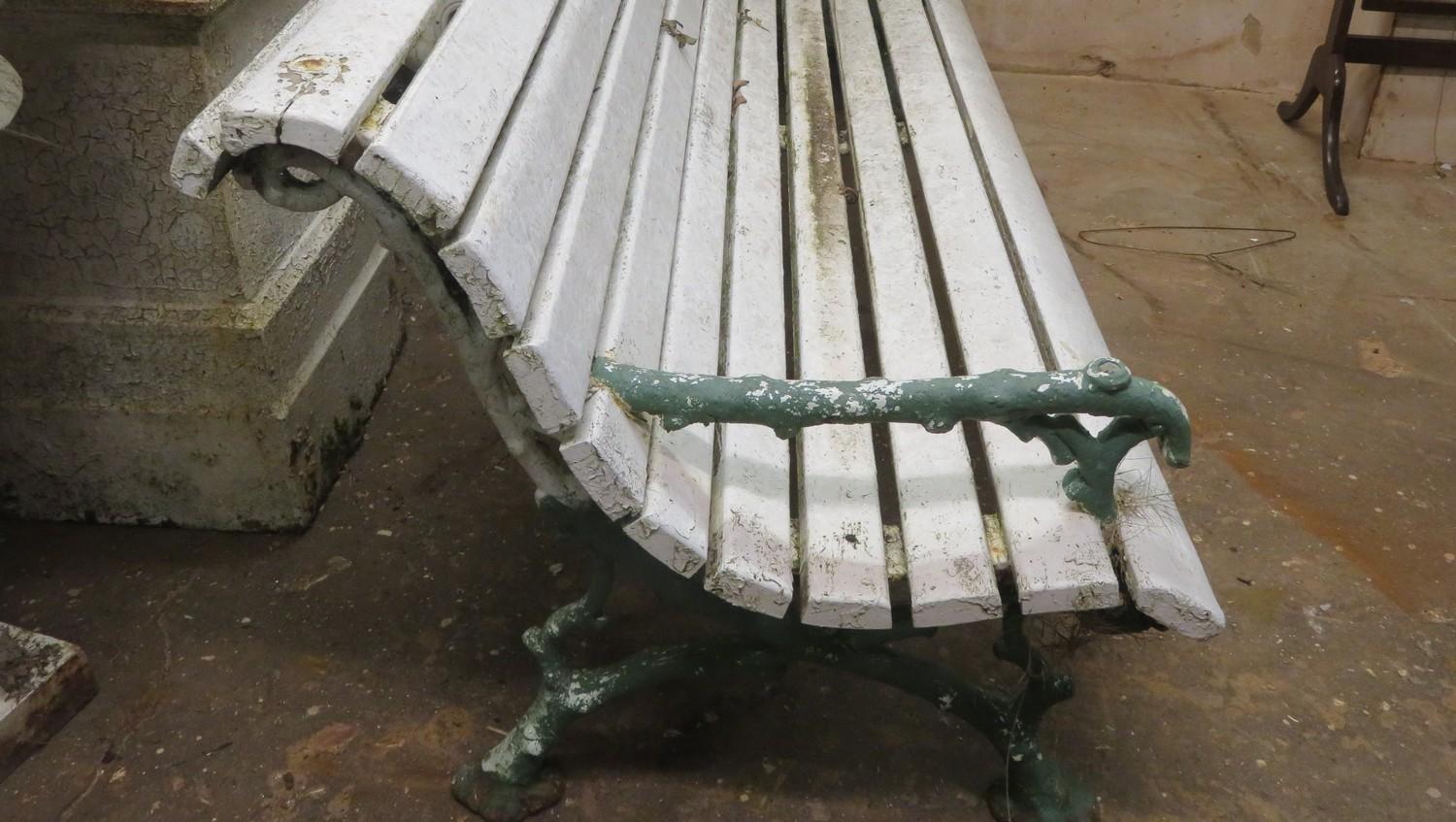 Late 19th/early 20th century painted wrought iron garden bench. Approx. 76cm H x 198cm W x 76cm D - Image 2 of 2