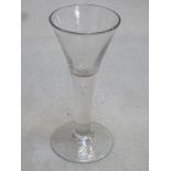 18th / 19th century trumpet form air bubble stemmed wine glass. Approx. 16.5cms height.