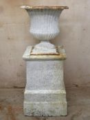 Late 19th/early 20th century wrought iron garden urn. Approx. 110cm H x 41cm W