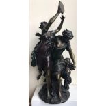 Claude Michel Clodian (1738-1814) - 18th / 19th century bronze figure group - Bacchae and Satyr.