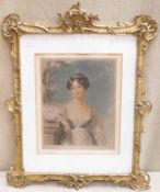 Sidney Ernest Wilson - ornately gilt framed early 20th century polychrome portrait print, pencil