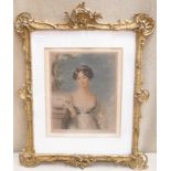 Sidney Ernest Wilson - ornately gilt framed early 20th century polychrome portrait print, pencil