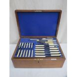 Early 20th Century Oak cased part canteen of silver plated cutlery, by Walker & Hall