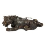 A detailed figure of a bronze tiger, L. 27cm.