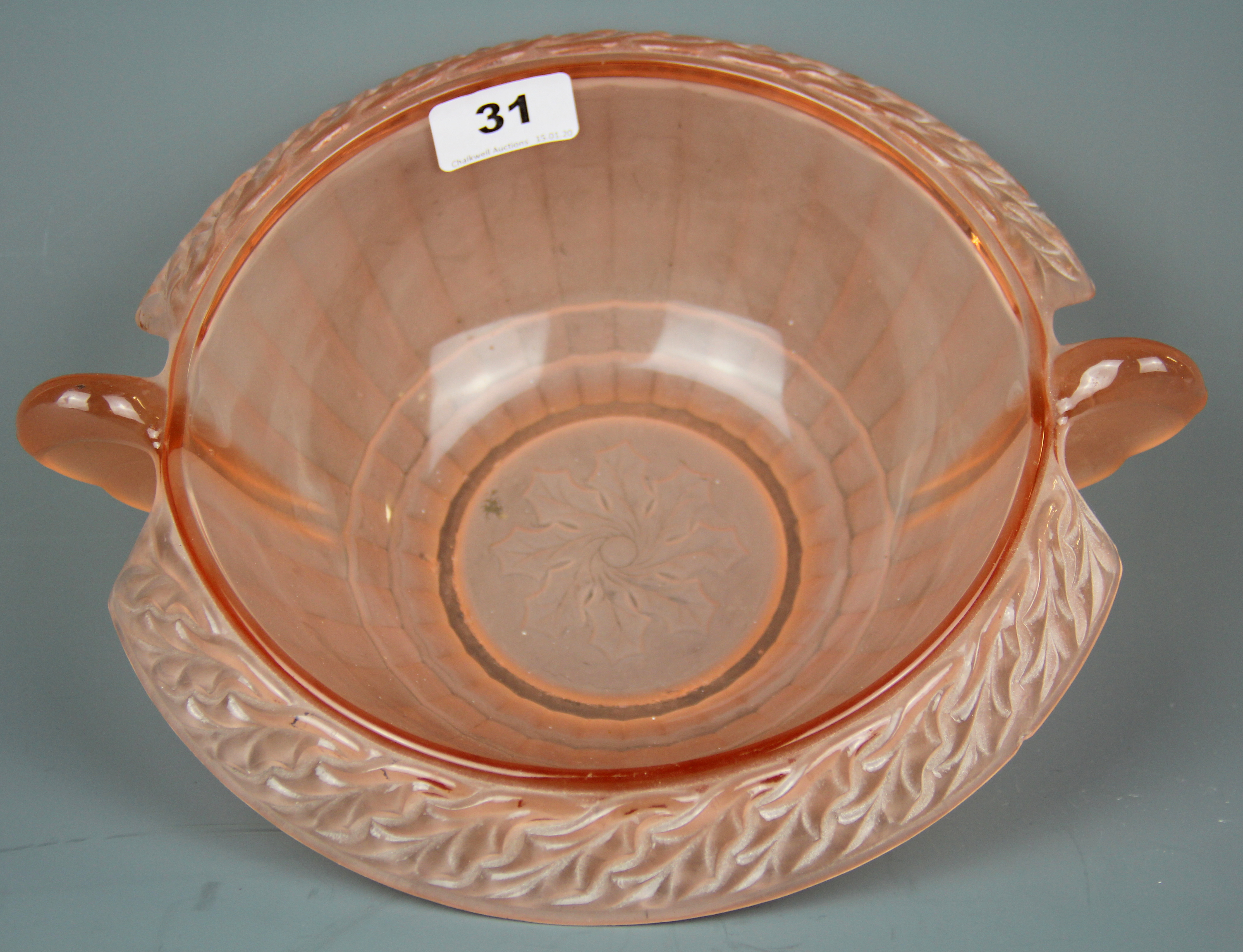 An Art Deco pink frosted glass centrepiece, H. 27cm. - Image 3 of 3