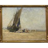 A gilt framed oil on board of a coastal scene signed Willem Bataille (Belgian 1867-1933), framed