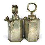 Two 19th century Swiss pewter cans, H. 33cm.
