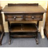 An early 20th Century peg jointed oak buffet side table, 91 x 51 x 95cm.