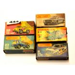 Five Matchbox superfast die cast model vehicles