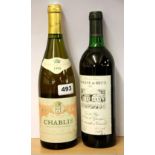 A vintage 1998 bottle of Pierre Charau Chablis with a further bottle of 1991 vin de Pays.