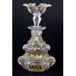 An early 19th century gilt glass perfume bottle, H. 15cm.