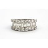 An 18ct white gold (stamped 750) ring set with baguette and brilliant cut diamonds, approx. 2.9ct