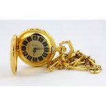 A Bucherer gilt metal fob watch and chain.