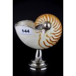 A superb 925 silver mounted nautilus shell, H. 17cm.