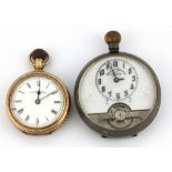 A 925 silver pocket watch and a gold plated fob watch.