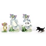 Three Tom and Jerry Wade porcelain figures and a further miniature dog figure, H. 10cm.