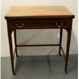 An Edwardian inlaid single drawer side table, size 69 x 46 x 73cm.