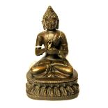 A Chinese bronze figure of the seated Buddha, H. 20cm.