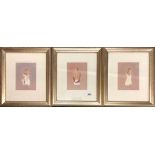 Three pencil signed limited edition /650 lithographs by K. Boyce, frame size 38 x 44cm.