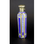 A 19th century white metal topped Bohemian cut crystal perfume bottle, H. 10cm.