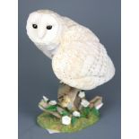 A Country Artist's hand painted and hand crafted figure of a barn owl, H. 22.5cm.