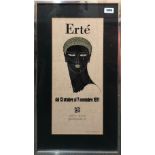 A framed 1971 Erte exhibition poster, framed size 36 x 65cm.