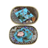 A pair of early 20th Century cloisonne dishes, W. 12cm.