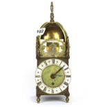 A brass lantern clock, H. 30cm.