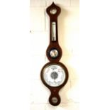 A 19th Century mahogany mercury barometer, H. 94cm. (no mercury)